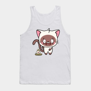 Funny white Cat steps on a dirty diaper Tank Top